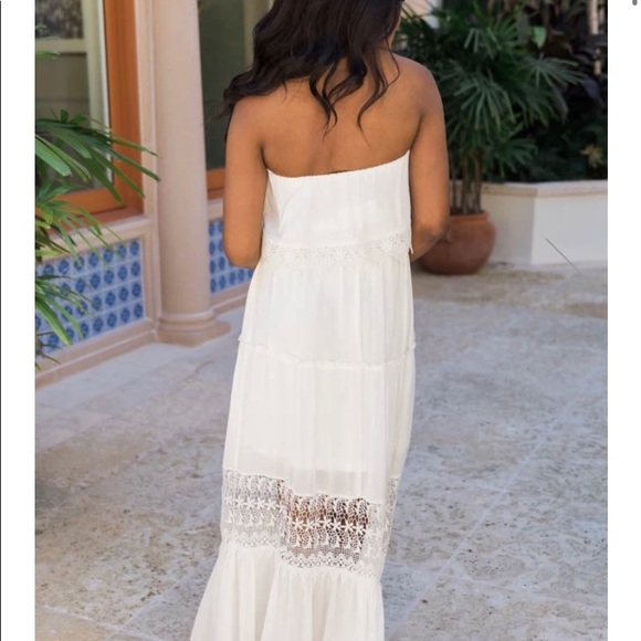 Pink Lily White Lace Maxi Dress - Picture 5 of 5